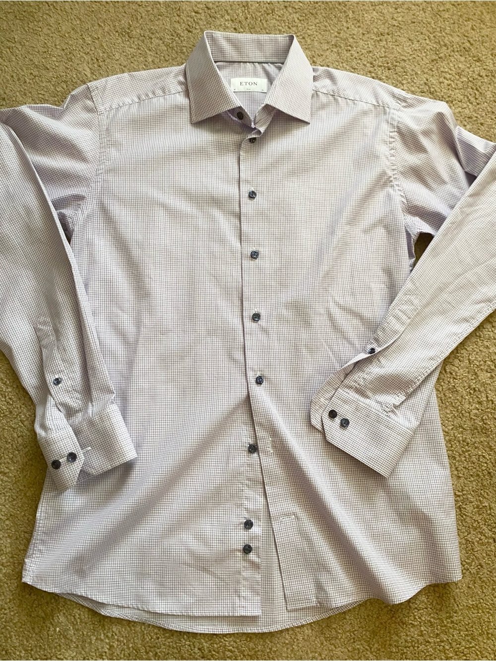 Eton Brighton Slim Fit Dress Shirt 41 16 Purple Lilac Micro Check NWOT
